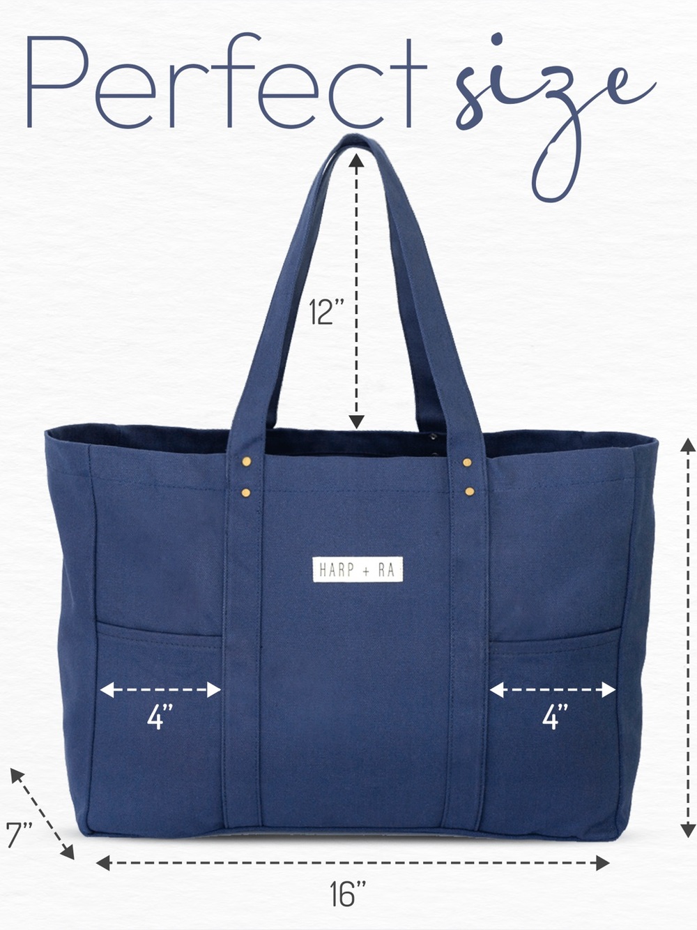 Harp + Ra sapphire blue canvas tote
